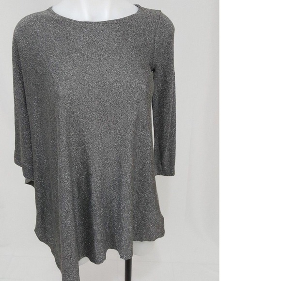 Express Gray Metallic Extreme Asymmetrical Sweater - Picture 3 of 8
